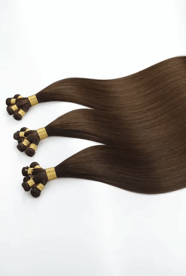 Hand Tied Weft Hair Extensions Best Quality Cuticle Hair Double Drawn Dark Color 50G/PC