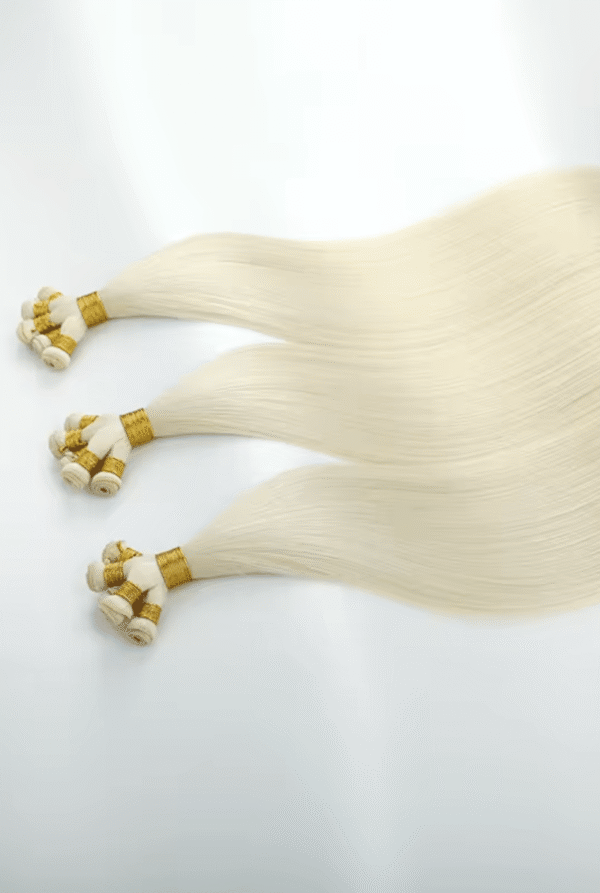 Hand Tied Weft Hair Extensions Best Quality Cuticle Hair Double Drawn Light Color 100G/PC