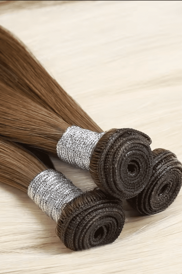 Hand Tied Weft Hair Extensions Best Quality Cuticle Hair Double Drawn Dark Color 100G/PC