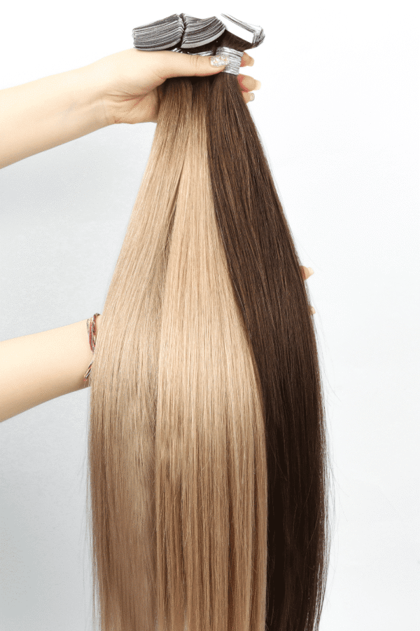Tape In Hair Extensions Best Quality Cuticle Hair Double Drawn Dark Color 100G/PC